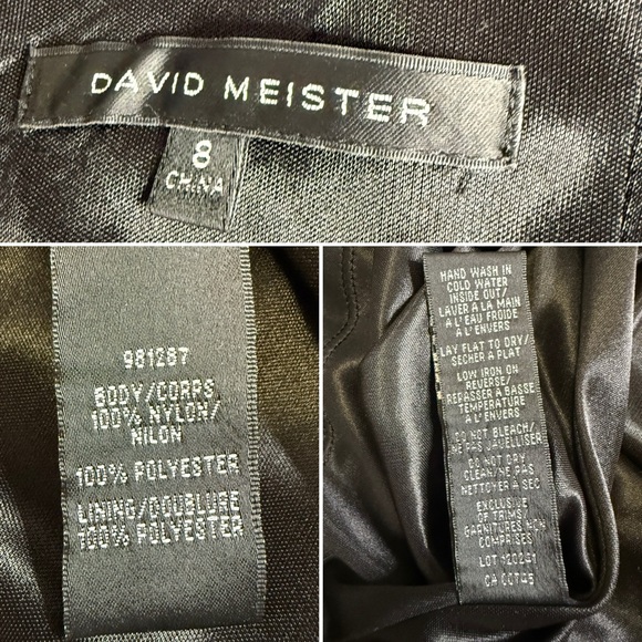 David Meister Black Floral Embroidered Gown Size 8 - Picture 12 of 12